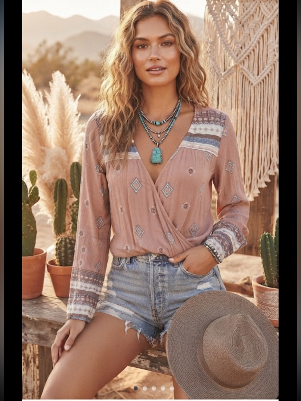 Mudd Pink Wrap Blouse Relaxed Style